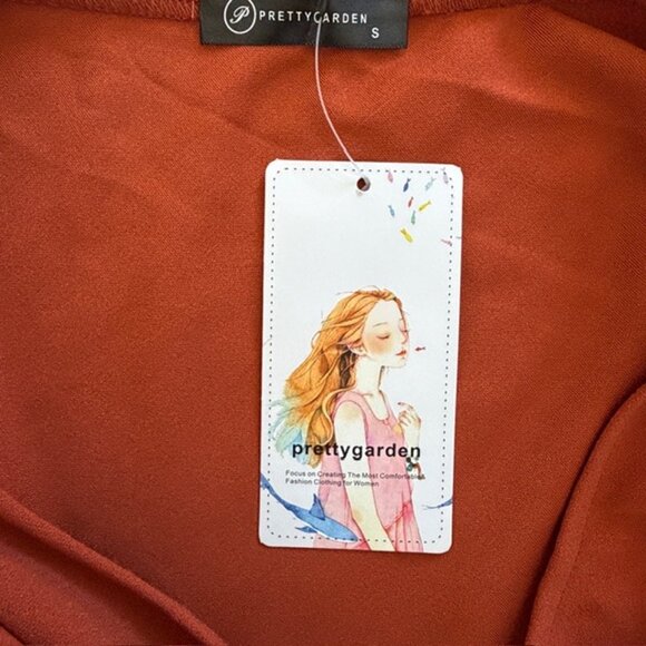 NWT PRETTY GARDEN Burnt Orange Long One Shoulder Formal Dress Small - Picture 13 of 16